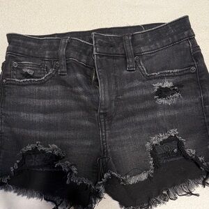 Women's Distressed Black Denim Shorts